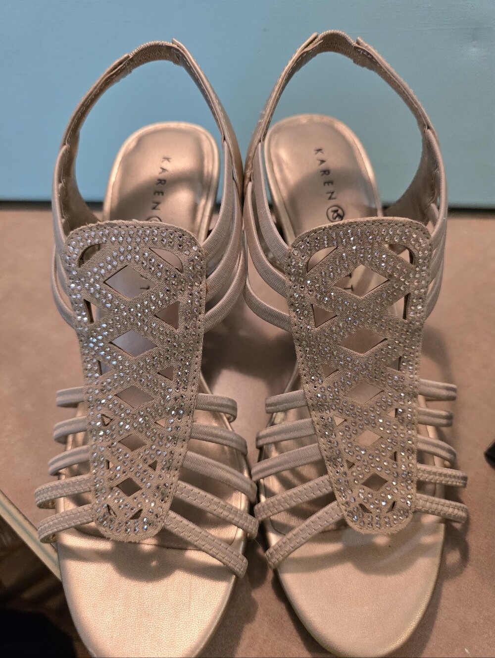 Soft Gold Crystal Embellished Strappy Sandals